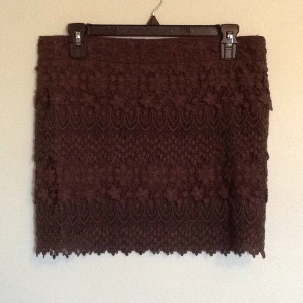 American Eagle Outfitters Gray Crochet Mini Skirt